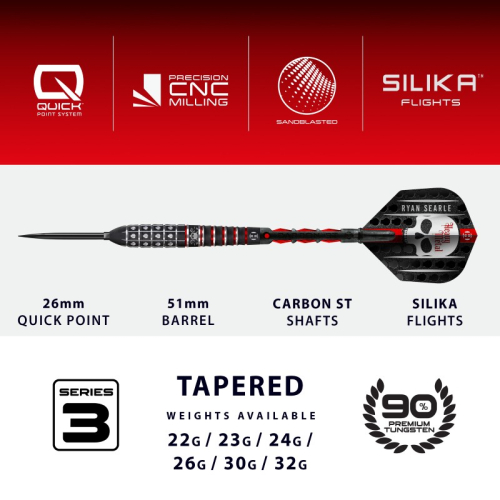 Preview: Harrows RYAN SEARLE Series 3 QUICK Point Steeldart-Set 32 Gramm
